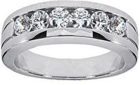 1.00 ct TW Men's Round Cut Diamond Wedding Band Ring in 14 kt White Gold