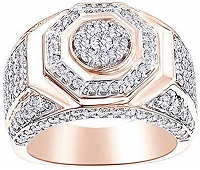 Wishrocks Round Cut CZ Cocktail Men's Engagement Ring In 14K Gold Over Sterling Silver (3.50 Ct)