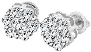 Earrings 14KT White gold 2.00 Carats Genuine, Natural Diamonds
