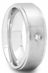 8 mm Mens Tungsten Diamond Carbide Rings Wedding Bands 0.06 ct White Diamond