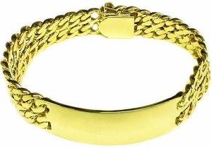 14k Solid Yellow Gold Men's ID Curb Link Bracelet 16 mm 86 grams