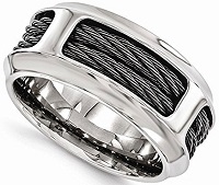 Titanium with Stainless Steel Cable 10.75mm Wedding Band
