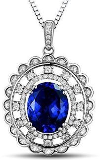 Blue Tanzanite 14K White Gold Pendant with Diamonds