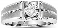925 Sterling Silver Diamond Solitaire Engagement Ring for Men (0.10ct, H-SI2)