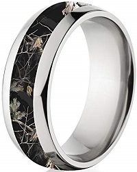 Black Realtree AP Camo Band, Titanium Camo Rings, 8MM Comfort Fit