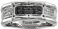 Sterling Silver Black and White Diamond Engagement Band Ring For Men (0.25ct)