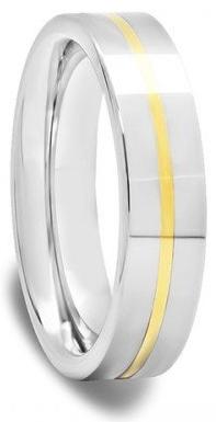 8 mm Mens Tungsten Carbide Rings Wedding Bands with Gold Inlay