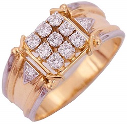 JewelsForum 14K Yellow Gold Round Cut 0.35 Ct Diamond Engagement Ring For Men (Color HI Clarity I)