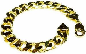 14k Solid Yellow Gold Handmade Curb Link Mens Bracelet