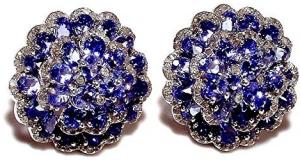 925 Sterling Silver Flower Tanzanites Stud Earring Jewelry