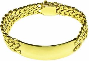 14k Solid Yellow Gold Men's ID Curb Link Bracelet 16 mm 74 grams