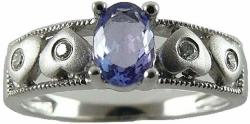 14k White Gold Diamond and Gemstone Ring