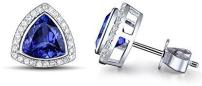 14K White Gold Solid Natural Tanzanite Diamond Engagement Earrings