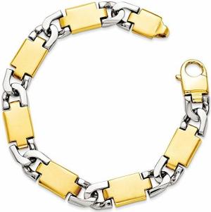 14k Two-tone Gold Big Heavy Anklet Fancy Link Bracelet - with Secure Lobster Lock Clasp