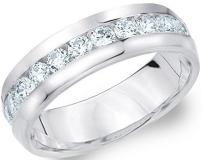 Eternity Wedding Bands LLC 18K White Gold Diamond Men's Channel Set Ring 