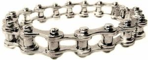 14 Kt Solid White Gold Mens Heavy Motorcycle or Bike Chain Bracelet 14 Mm
