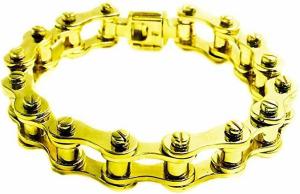 14 Kt Solid Yellow Gold Mens Heavy Motorcycle OR Bike Chain Bracelet 14 Mm