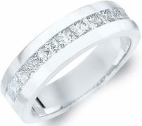 14K White Gold Mens Princess Cut Diamond Ring