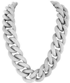 Miami Cuban Necklace Bracelet Set White Gold On 925 Silver Cubic Zirconia