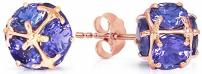 14K Solid Rose Gold Stud Earrings with Natural Tanzanites