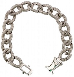 6.55 Carat (ctw) Sterling Silver Round Cut White Diamond Mens Diamond Bracelet