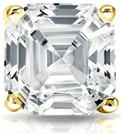 14k Gold 4-Prong Martini Asscher Diamond SINGLE STUD Earring