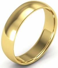 18K Yellow Gold Mens and Womens Plain Wedding Bands 5mm Comfort-Fit Light