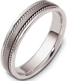 5mm Rope Style Titanium & 18 Karat White Gold Wedding Band Ring