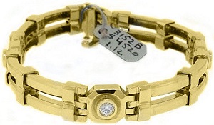 14k Yellow Gold Mens Round Diamond Bezel Bracelet 1.12 Carats
