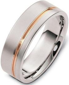 Stylish 7mm Titanium and 18 Karat Yellow Gold Mens Titanium Rings