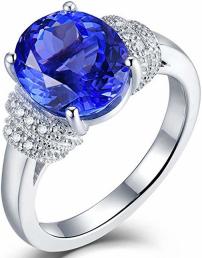 Jewelry Sets 14kt White Gold Real Diamond Blue Tanzanites Women Girl Mother Ring