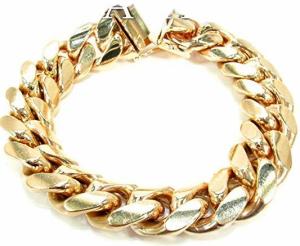 Traxnyc Genuine 14K Yellow Gold 8 Inches Heavy Miami Cuban Link Bracelet