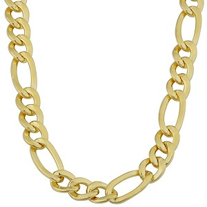 14K Yellow Gold Filled Solid Figaro Chain Necklace, 7.0 mm Wide