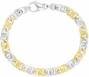 14K Brand new Real Two-Tone Gold Men's Cable Chain Style Bracelet
