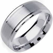 14K White Gold Traditional Top Flat Mens Comfort Fit Wedding Band