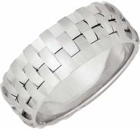 8mm 14k White Gold Interlocked Woven Comfort Fit Band