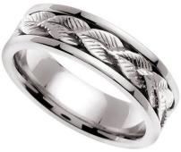 Handmade Leaf Ring 14k White Gold Band (6MM)