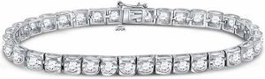 14kt White Gold Mens Round Diamond Solitaire Tennis Bracelet 5.00 Cttw