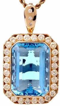 Dover Jewelry Large Diamond Blue Topaz Pendant Enhancer