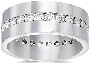 Mens Diamond Eternity Comfort Wedding Band 14k White Gold Ring