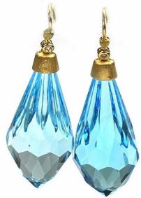 De Buman 18k Yellow Gold Genuine Blue Topaz and Diamond Earrings (H-I, I1-I2)
