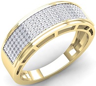 0.40 Carat (Ctw) 10K Gold Round White Diamond Men's Hip Hop Anniversary Wedding Band