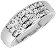 Round Cut Diamond Men's Wedding Band 14K White Gold