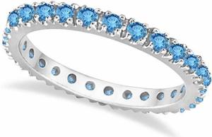 14k Gold Blue Topaz Eternity Stackable Ring Band (0.75ct)