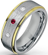 Men's 0.21ctw Ruby & Diamond 3-Stone Wedding Band