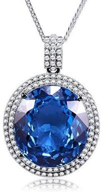 Beyond jewelry White Gold 14K Diamond Topaz Gemstone Pendant