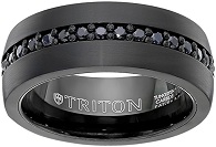 Triton Men's Black Tungsten 8mm Black Sapphire Wedding Band (1cttw)