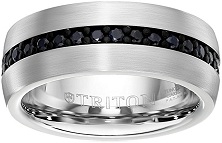 Triton Men's Tungsten 8mm Black Sapphire Wedding Band (1cttw)