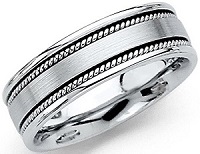 Wellingsale 14k White Gold Polished Satin 6MM Rope Design Comfort Fit Wedding Band Ring