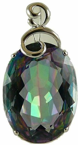 Vics Fine Jewelry Mystic Topaz 31.12ct Pendant 14k White Gold